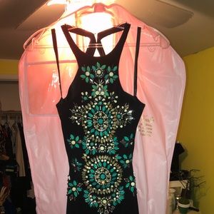 Black beaded prom dress